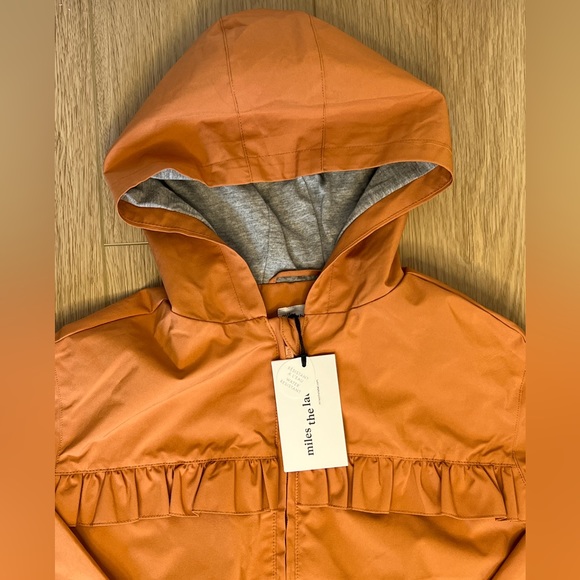 Miles the label rust orange ruffle girls rain coat jacket - Picture 2 of 5